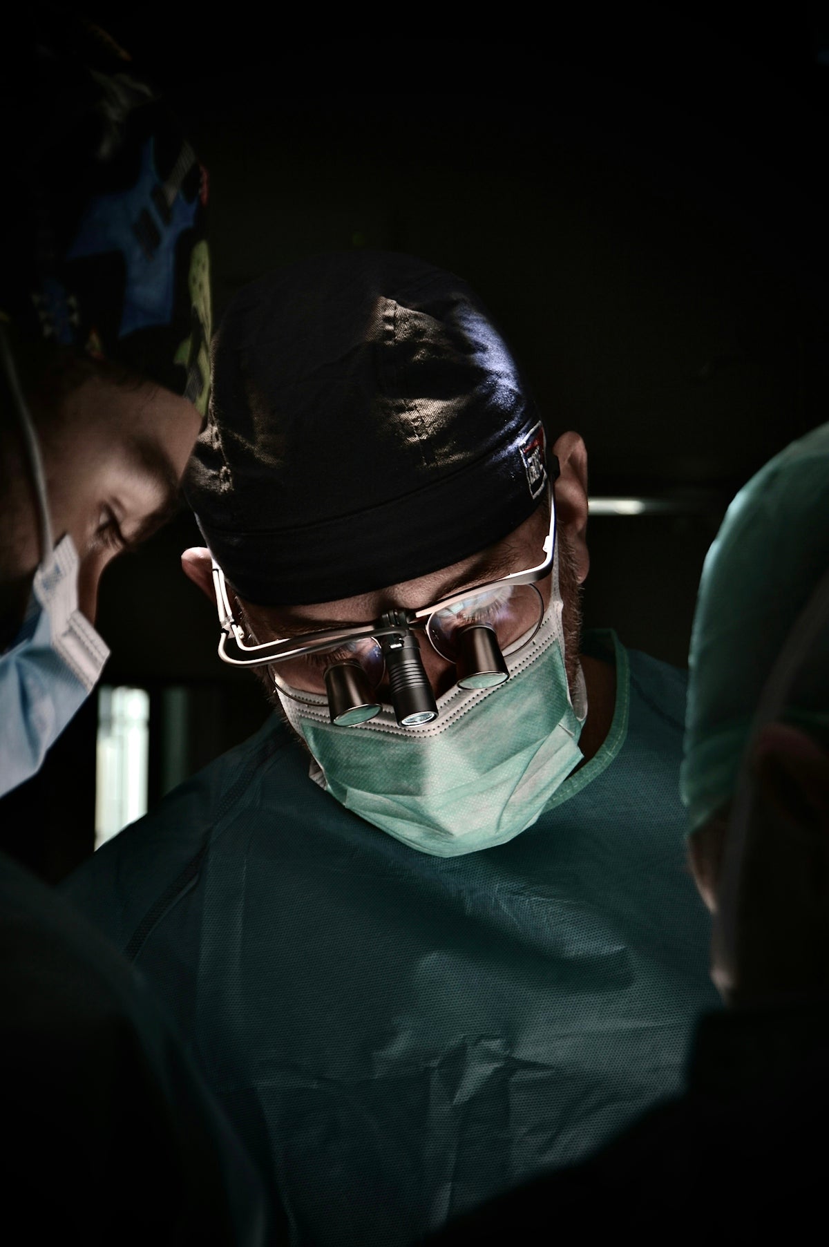 Surgeons focused during a medical operation