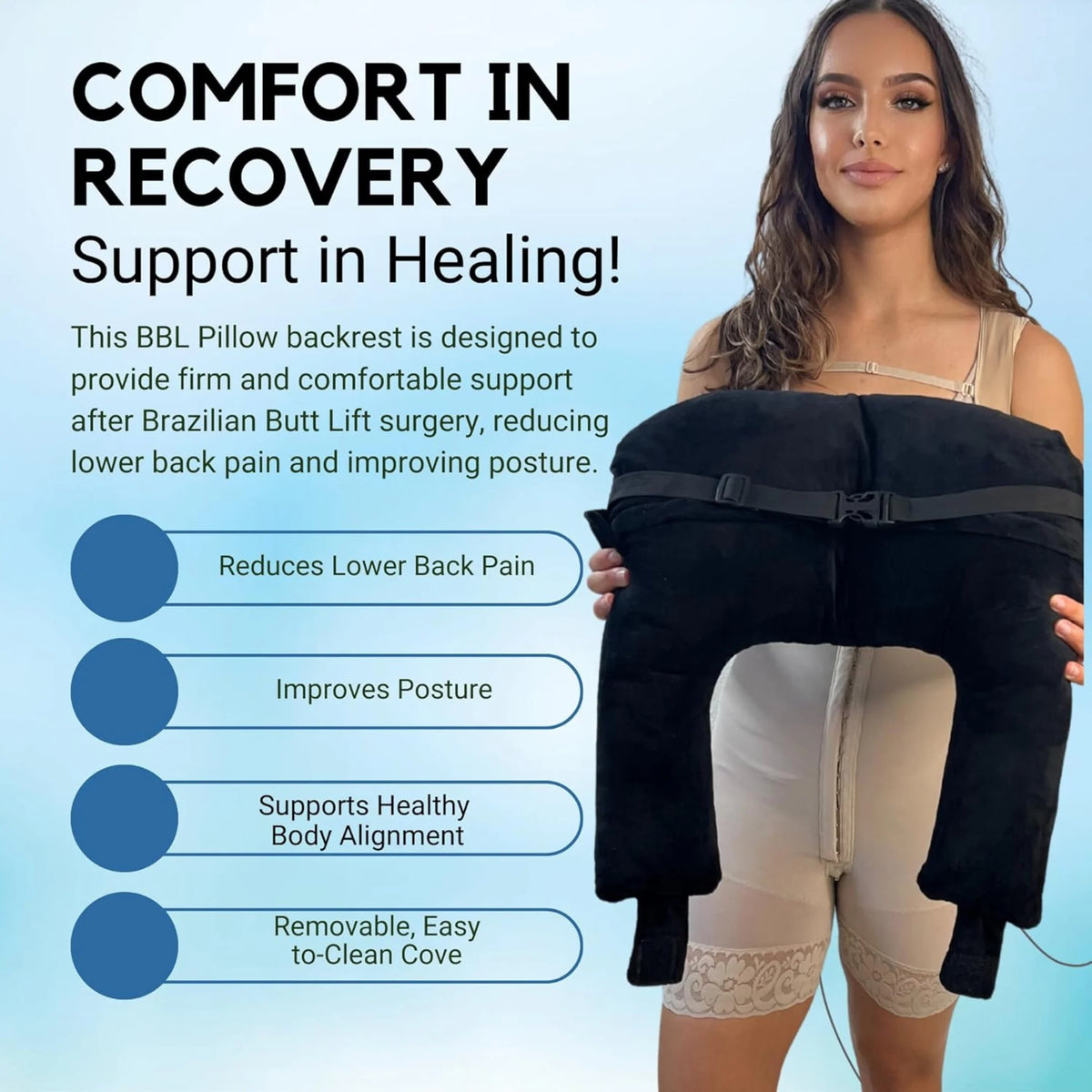 BBL Pillow with Backrest Support Cushion 