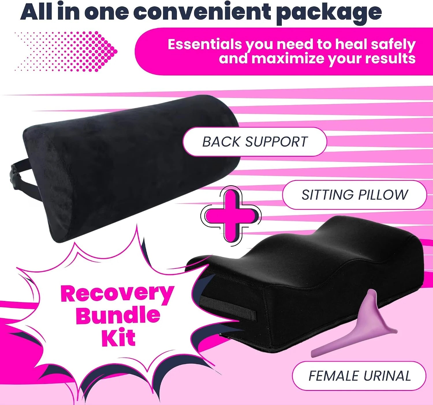 BBL Pillow After Surgery with Lumbar Support  Butt Cushion & Back Support Pillow  Post Surgery Must Haves  BBL Recovery Supplies  Cojín BBL 