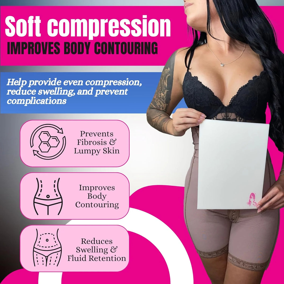 BBL pillow for sitting Kit 7-Piece BBL Pillow Recovery Bundle with ab Boards & Lipo Foam female urination device tabla abdominal después de cirugía Blue