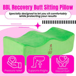 BBL Back Support Pillow Green on Chair – Enhanced Posture Reduced Back Strain Improved Comfort Post-Surgery Recovery 