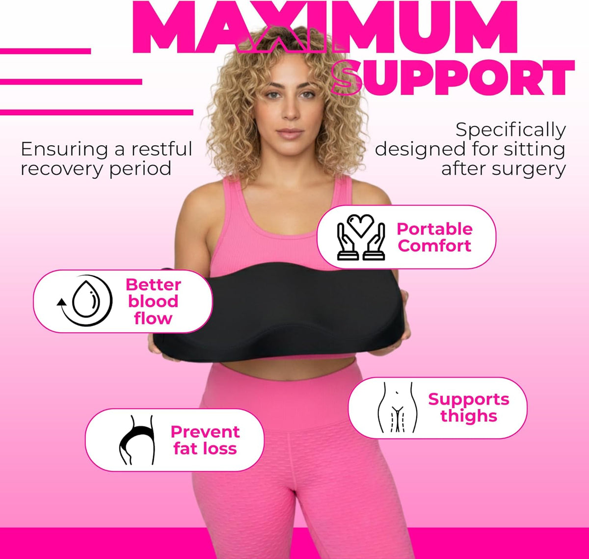 BBL Pillow for Sitting After Surgery – Maximum Support, Prevents Fat Loss, Improves Blood Flow – Bombshell Booty Pillow