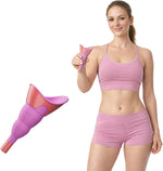 Women's portable pee funnel – hygienic solution with leak-proof lid, wide opening, easy-clean material, and compact folding design Pink 