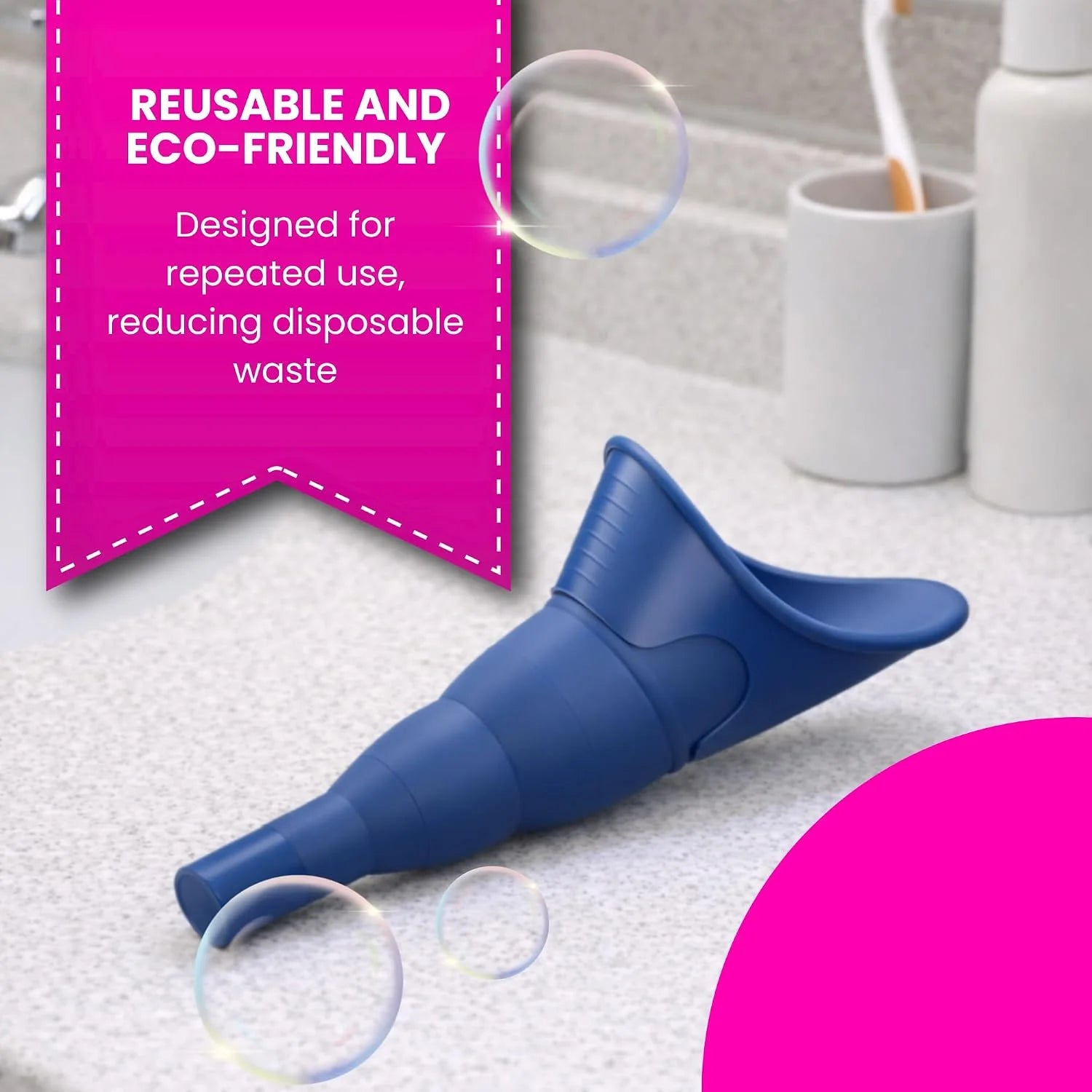 How to use a collapsible female pee funnel – simple 3-step guide for standing to pee anywhere Blue 