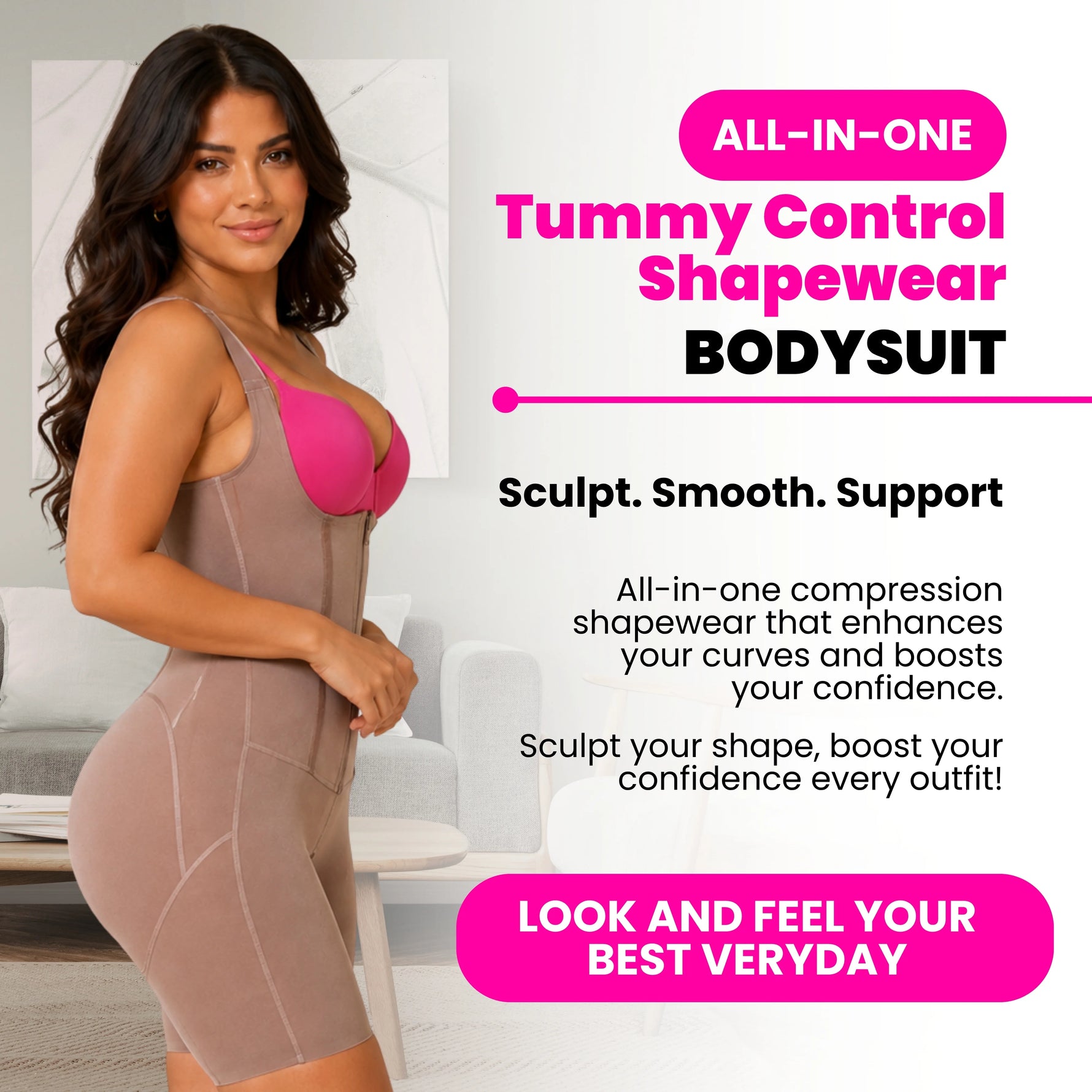 All-in-one tummy control shapewear bodysuit for BBL and lipo recovery – sculpts, smooths, and supports