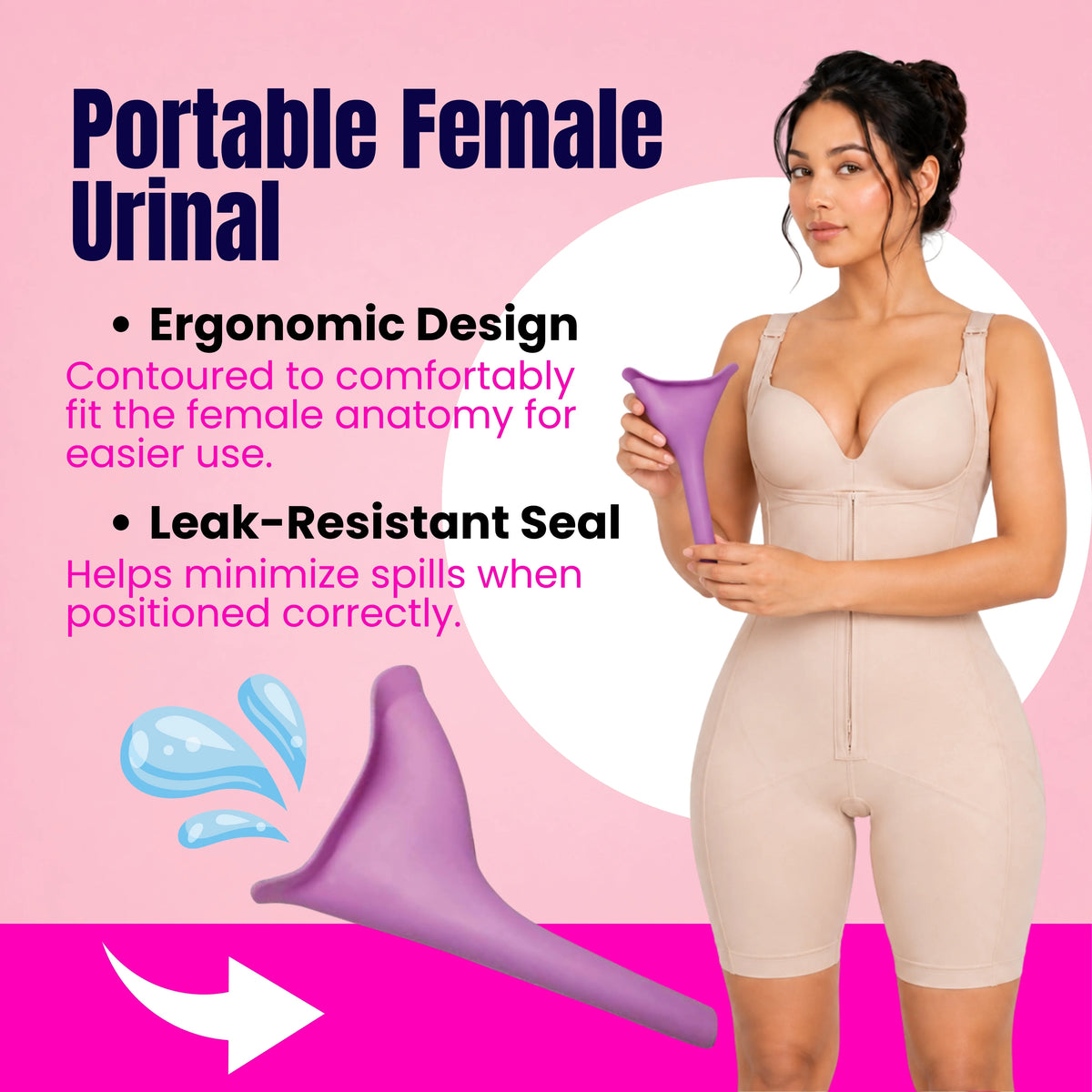 Female urinal for easy bathroom access during early BBL and post-surgery recovery 