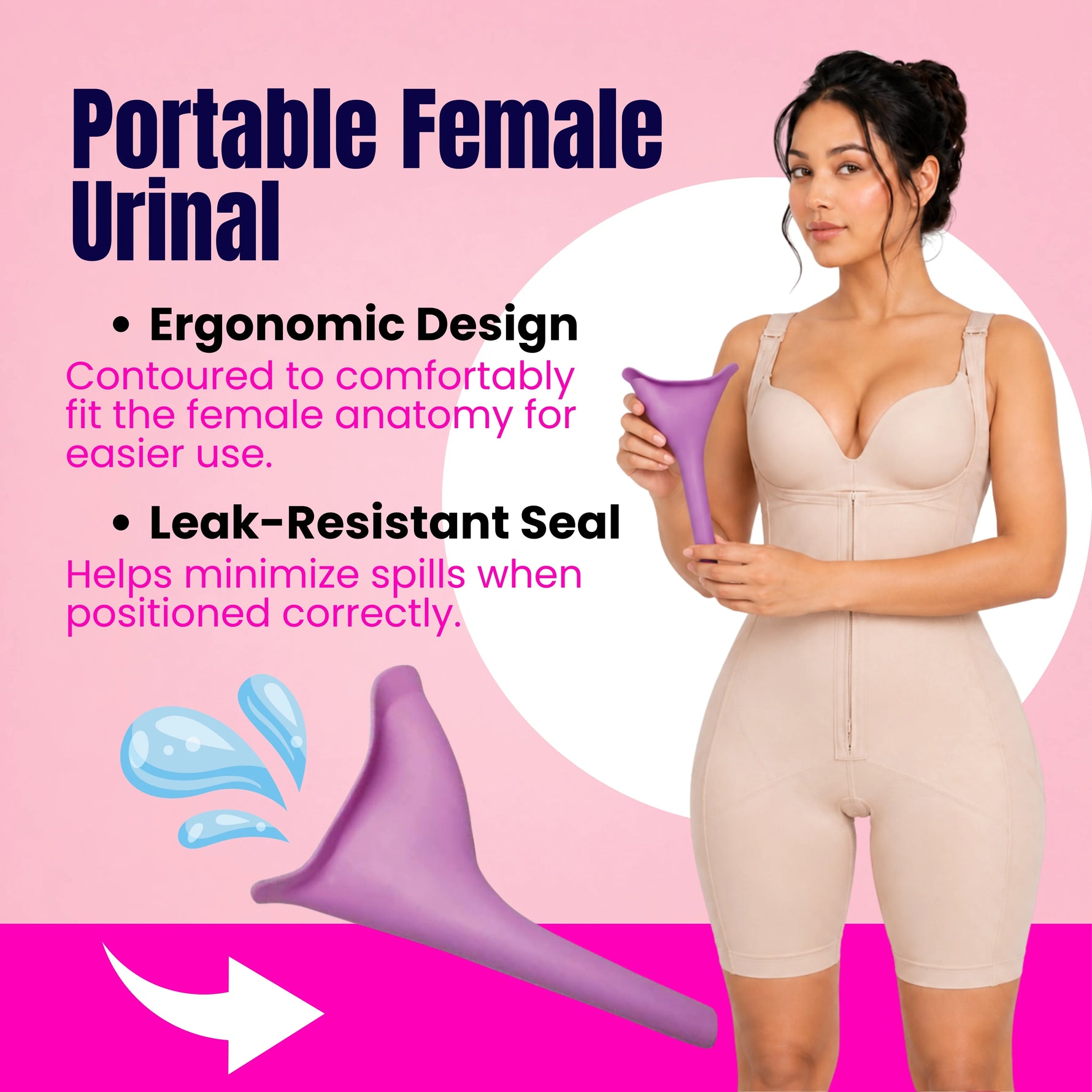 Female urinal for easy bathroom access during early BBL and post-surgery recovery 