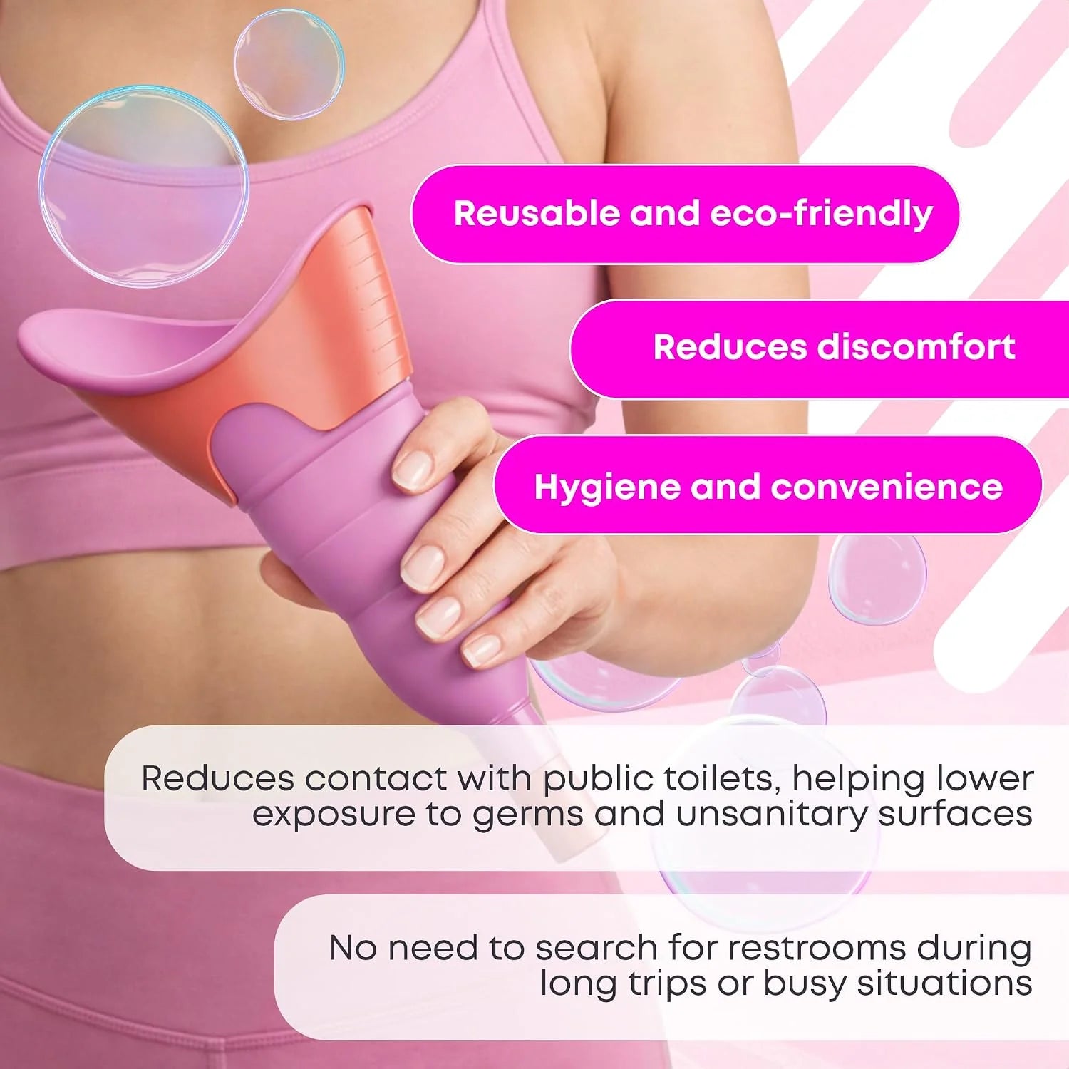Portable female urinal ideal for post-surgery recovery, pregnancy, elderly care, and limited mobility Pink 