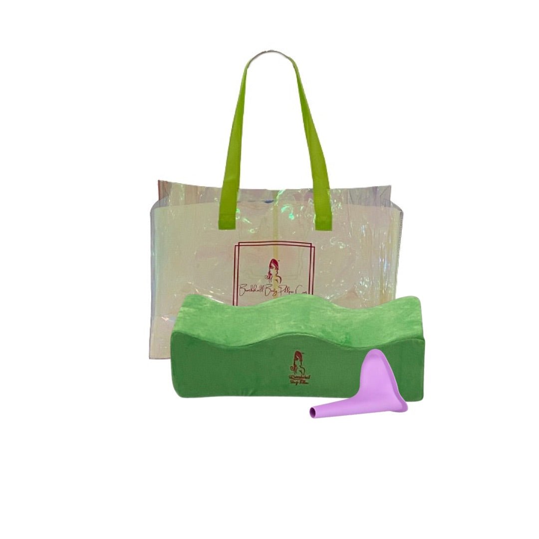 Neon green BBL pillow with tote bag and urinal - Bombshell Booty Pillow