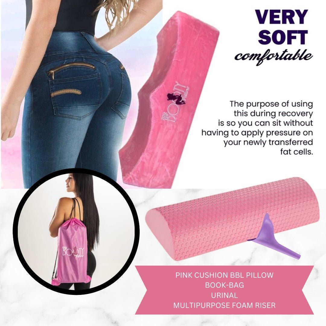Pink BBL pillow kit with carry bag – post-op BBL recovery supplies 
